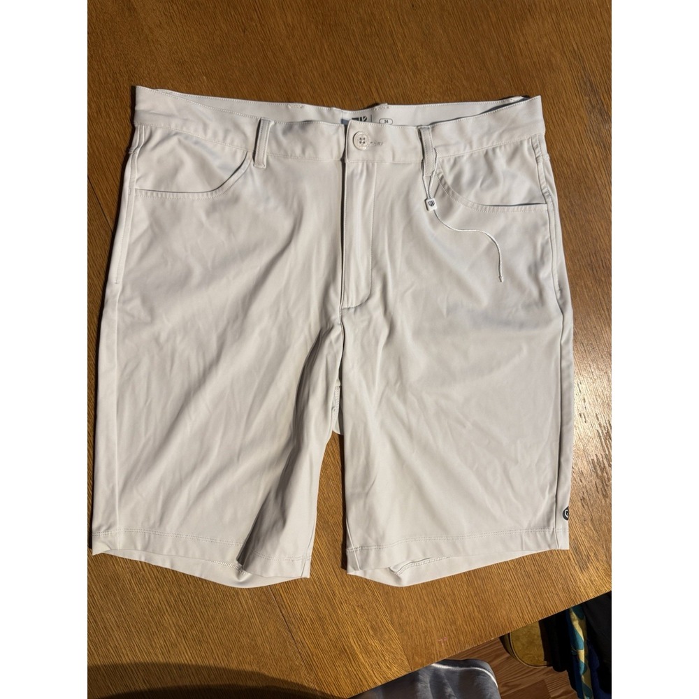 Graham Luxe Shorts 34‎ Stretch Nylon Spandex Performance Golf Light Stone Casual